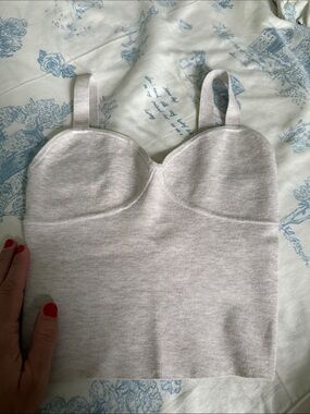 Wilfred (Aritzia) Heather Light Gray Knit Bandeau Tank 2xs